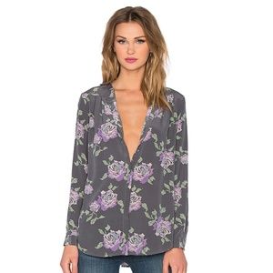 Joie 'Arnica' Digital Roses Silk Blouse • Grey • S